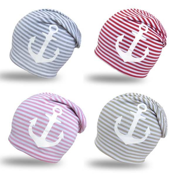 Sonia Originelli Fleece Beanie "Anker" Streifen Maritim Winter Unisex Sonderangebot
