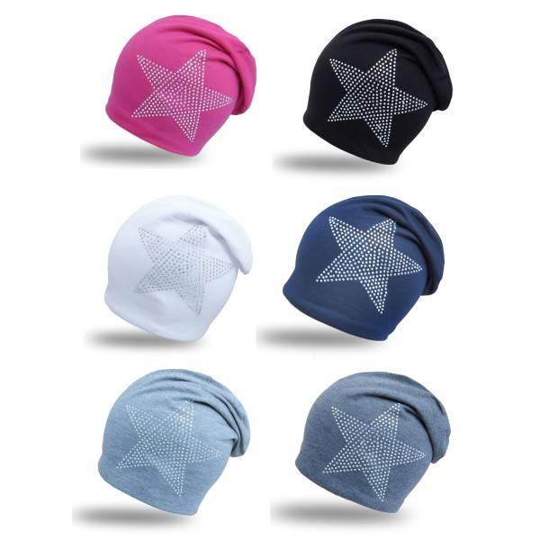 Sonia Originelli Fleece Beanie "Stern Strass" Steinchen Glitzer Übergangsmütze Großer Ausverkauf