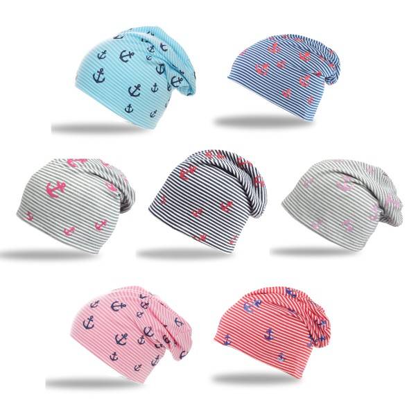 Sonia Originelli Kinder Beanie Mütze "Mini Anker Maritim" Streifen Jersey Unisex Jubiläumsangebot