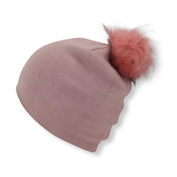 Sonia Originelli Winter Beanie Mütze mit Glitzerfasern und Kunstfell Bommel Riesige Ersparnisse