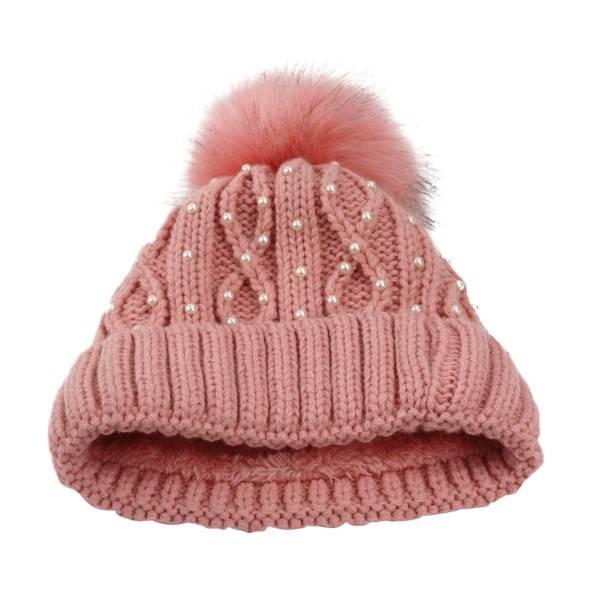 Sonia Originelli Winter Beanie Mütze Perlen Zopfmuster XL Bommel Teddyfell VIP-Rabatte