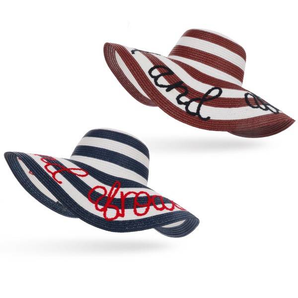 Sonia Originelli XXL Strohhut "Out and abroad" Streifen Maritim Bestickt Sommer Strand Letzte 2 Tage