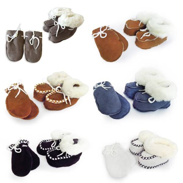 Sonia Originelli SET Baby Kleinkinder Hausschuhe Fäustel "Lämmchen" Lammfell Leder 50% Rabatt mit kostenlosem Versand