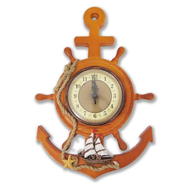 Sonia Originelli Seemannsuhr DA050 Küste Steurrad Uhr Schiffsuhr Anker Preisnachlass