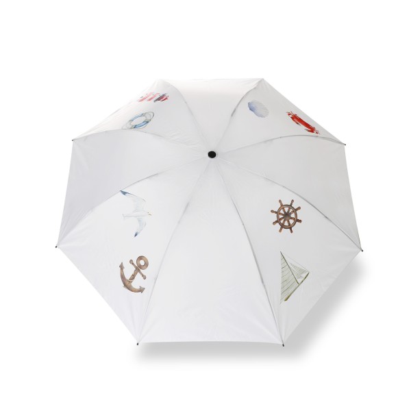 Sonia Originelli Taschenschirm "Nautic" maritime Aquarell Motive premium Regenschutz Anker Leuchtturm Im Verkauf