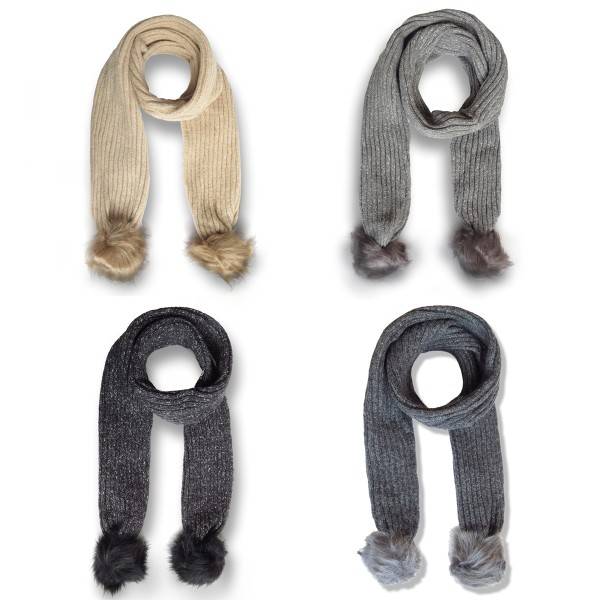 Sonia Originelli Schal Kunstfell Bommel Wolle Polyacryl Meliert Winter Exklusive Angebote