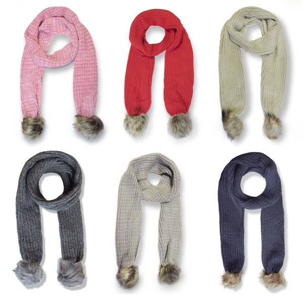Sonia Originelli Winterschal Bommel abnehmbar Kunstfell Strickschal kuschelig weich und warm JETZT KAUFEN