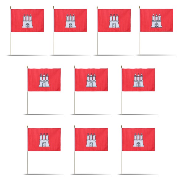 Sonia Originelli 10er Set Fahne Flagge Winkfahne "Hamburg" Handfahne EM WM Preisnachlass
