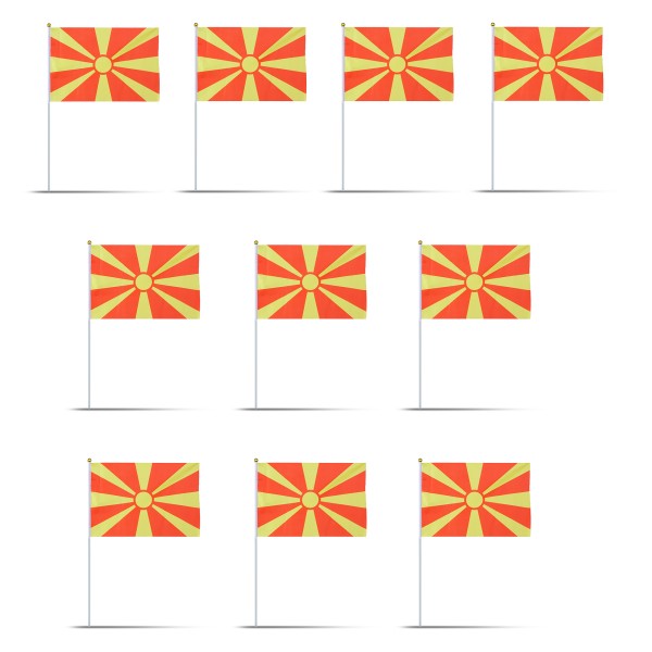 Sonia Originelli 10er Set Fahne Flagge Winkfahne "Nordmazedonien" North Macedonia Handfahne EM WM Exklusive Angebote