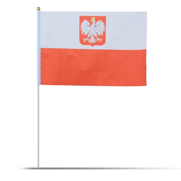 Sonia Originelli 10er Set Fahne Flagge Winkfahne "Polen Wappen" Poland Polska Handfahne EM WM Nur noch ein Tag übrig