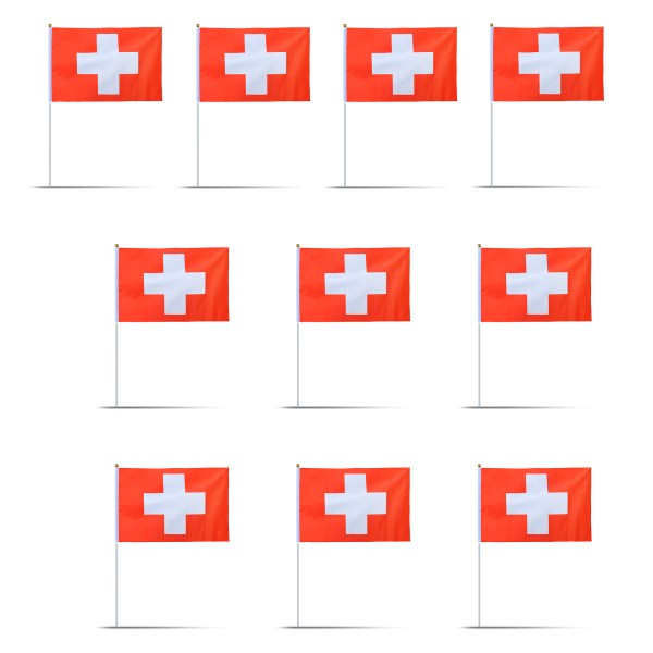 Sonia Originelli 10er Set Fahne Flagge Winkfahne "Schweiz" Switzerland Handfahne EM WM