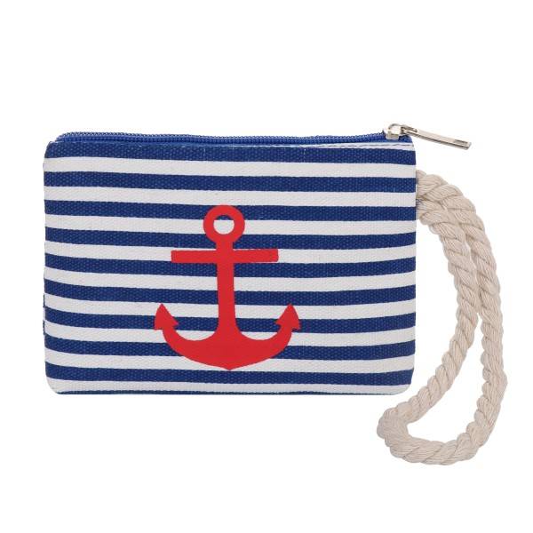 Sonia Originelli Geldbeutel "Anker" Mini Tasche Maritim Streifen Kordel Vierteljährliche Förderung