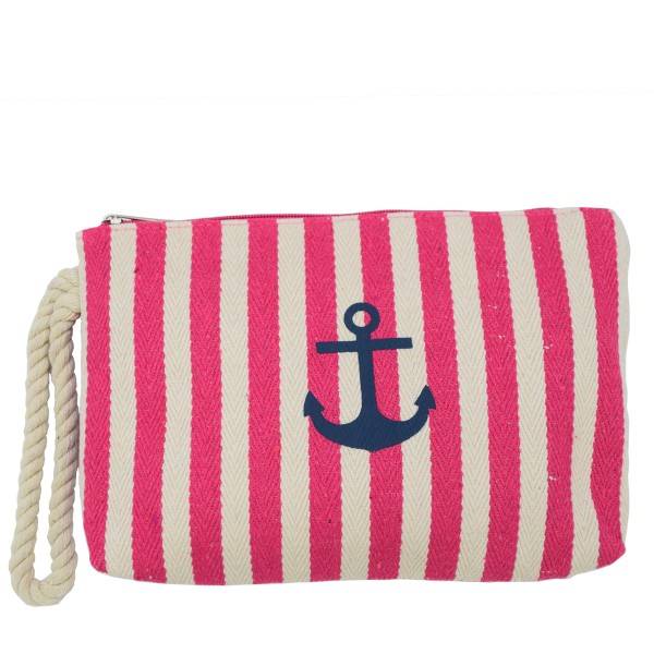 Sonia Originelli Kosmetiktasche maritim gestreift Anker Clutch Täschchen Kostenloser Versand international