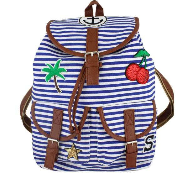 Sonia Originelli Rucksack maritim gestreift mit Patches Anker Outlet