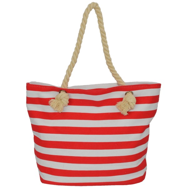 Sonia Originelli Shopper Blockstreifen Anker mit Seil Kordeln Strandtasche Canvas Blitzverkäufe