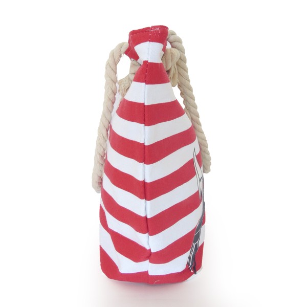 Sonia Originelli Shopper Blockstreifen Anker mit Seil Kordeln Strandtasche Canvas Blitzverkäufe