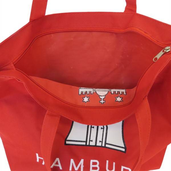 Sonia Originelli Shopper Hamburg Bestickung Tragetasche Einkaufsbeutel rot Limitierter Zeitrabatt