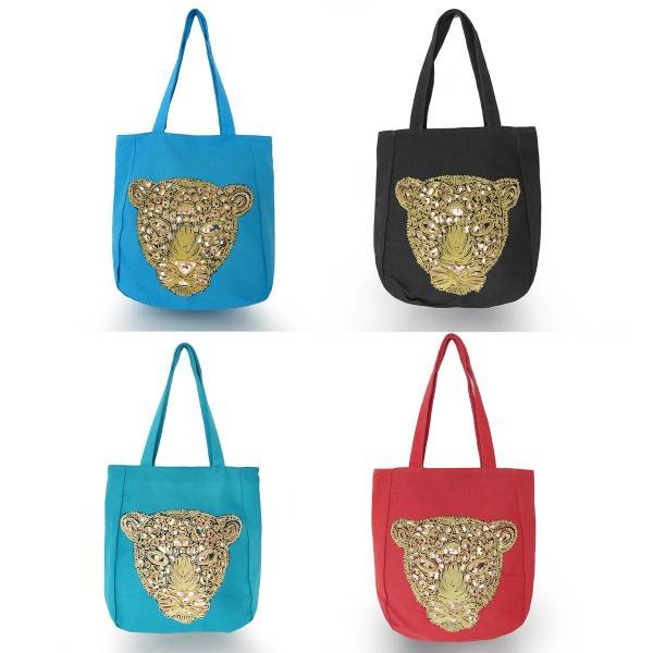 Sonia Originelli Shopper Pailetten "Löwe" Canvas Trend Dschungel Fabrik Onlineshop
