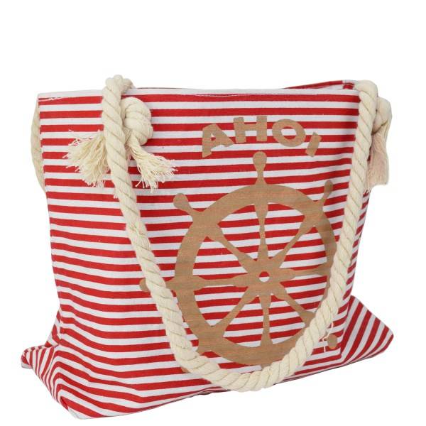 Sonia Originelli Strandtasche "Ahoi" mit Steuerrad klassisch maritim gestreift Versandkostenfrei