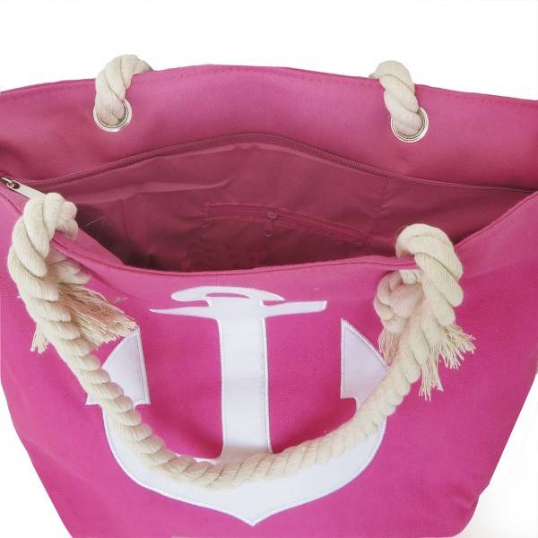 Sonia Originelli Strandtasche Anker bestickt maritim Seilkordel Shopper pink Flash Sale