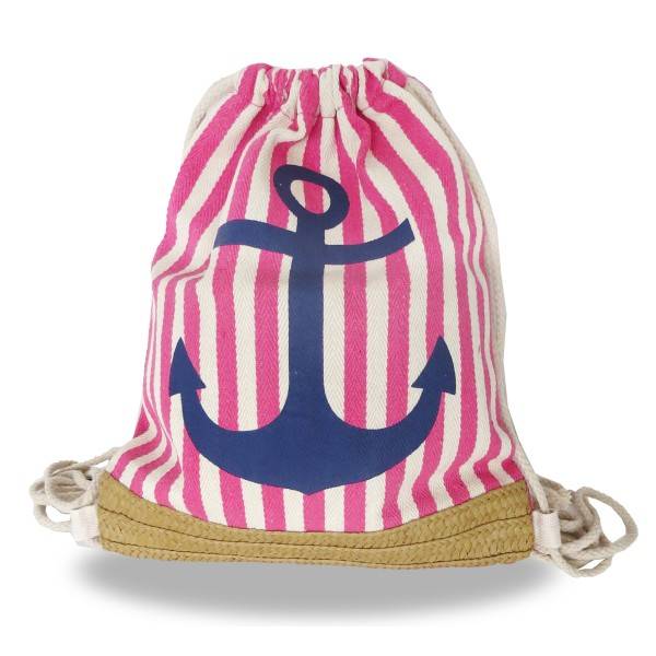Sonia Originelli Turnbeutel maritim gestreift Ankerdruck Bastapplikation Innentasche Online Shopping