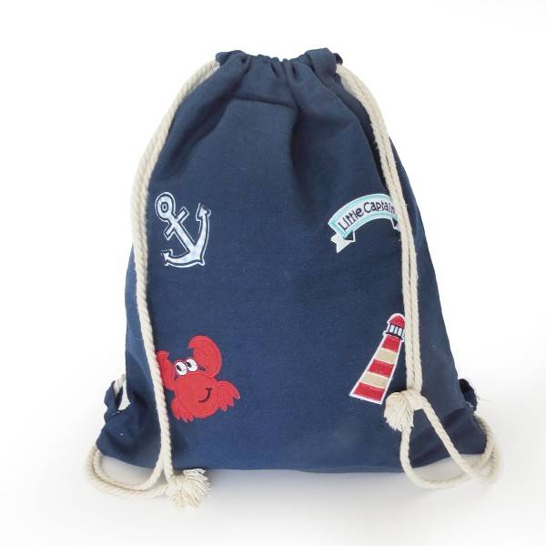 Sonia Originelli Turnbeutel Patches Aufnäher Gymbag maritim Anker Krabbe Baumwolle Osterangebot