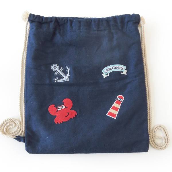 Sonia Originelli Turnbeutel Patches Aufnäher Gymbag maritim Anker Krabbe Baumwolle Osterangebot
