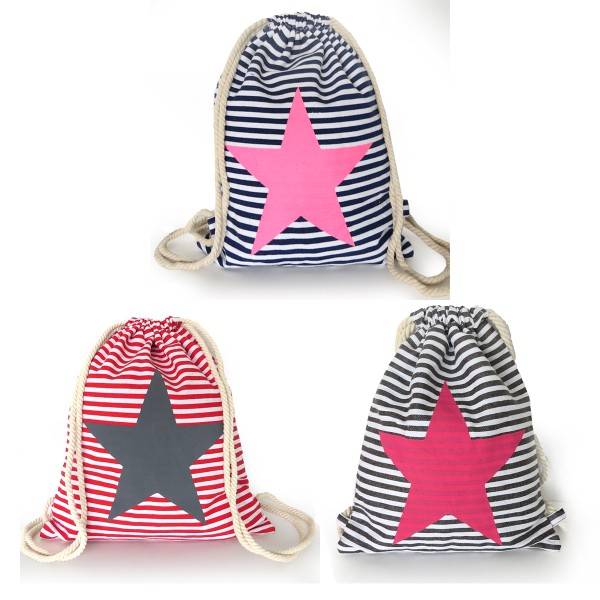 Sonia Originelli Turnbeutel Stern maritim gestreift Strand Beach Rucksack Vatertagsangebot