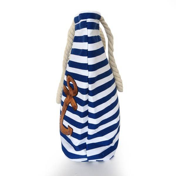 Sonia Originelli Strandtasche maritim gestreift mit Patch Aufnähern "Borkum" Sonderangebote