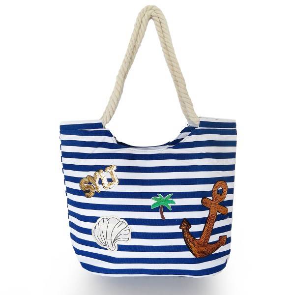 Sonia Originelli Strandtasche maritim gestreift mit Patch Aufnähern "Sylt" VIP-Rabatte