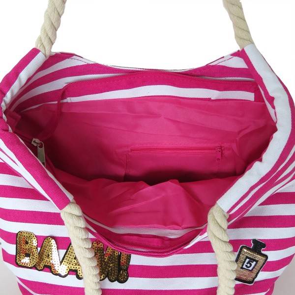 Sonia Originelli Strandtasche maritim gestreift mit Patch Aufnähern BAAM! Tiefpreis