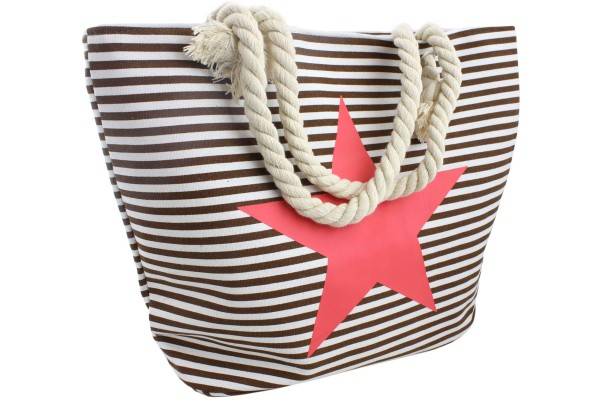 Sonia Originelli Strandtasche maritim gestreift Sternprint Seilkordeln Shopper Kostenlose Rückgabe