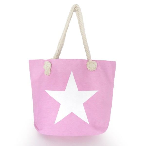 Sonia Originelli Strandtasche uni mit Sternaufdruck Seilkordeln Shopper Letzte 2 Tage