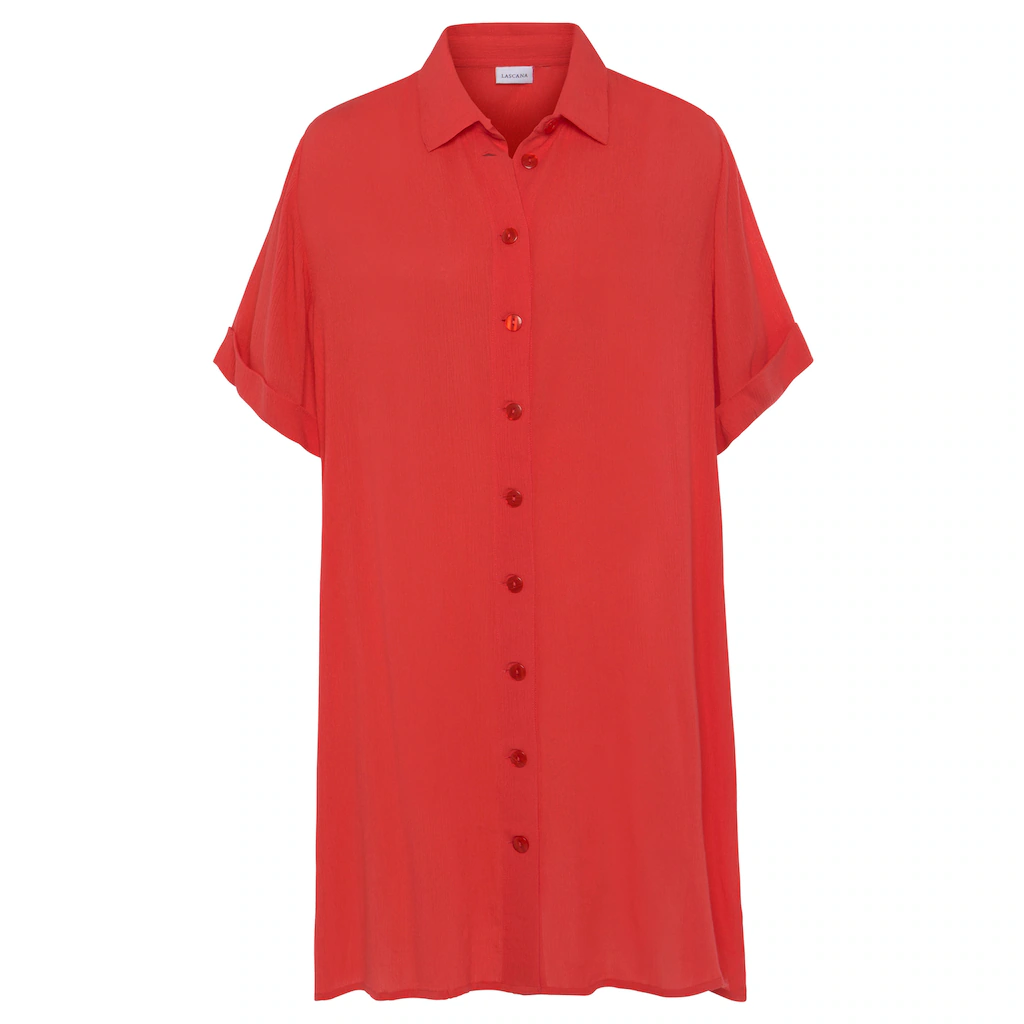 LASCANA Longbluse mit Knopfleiste Kurzarmbluse Blusenkleid sommerlich Online Shopping