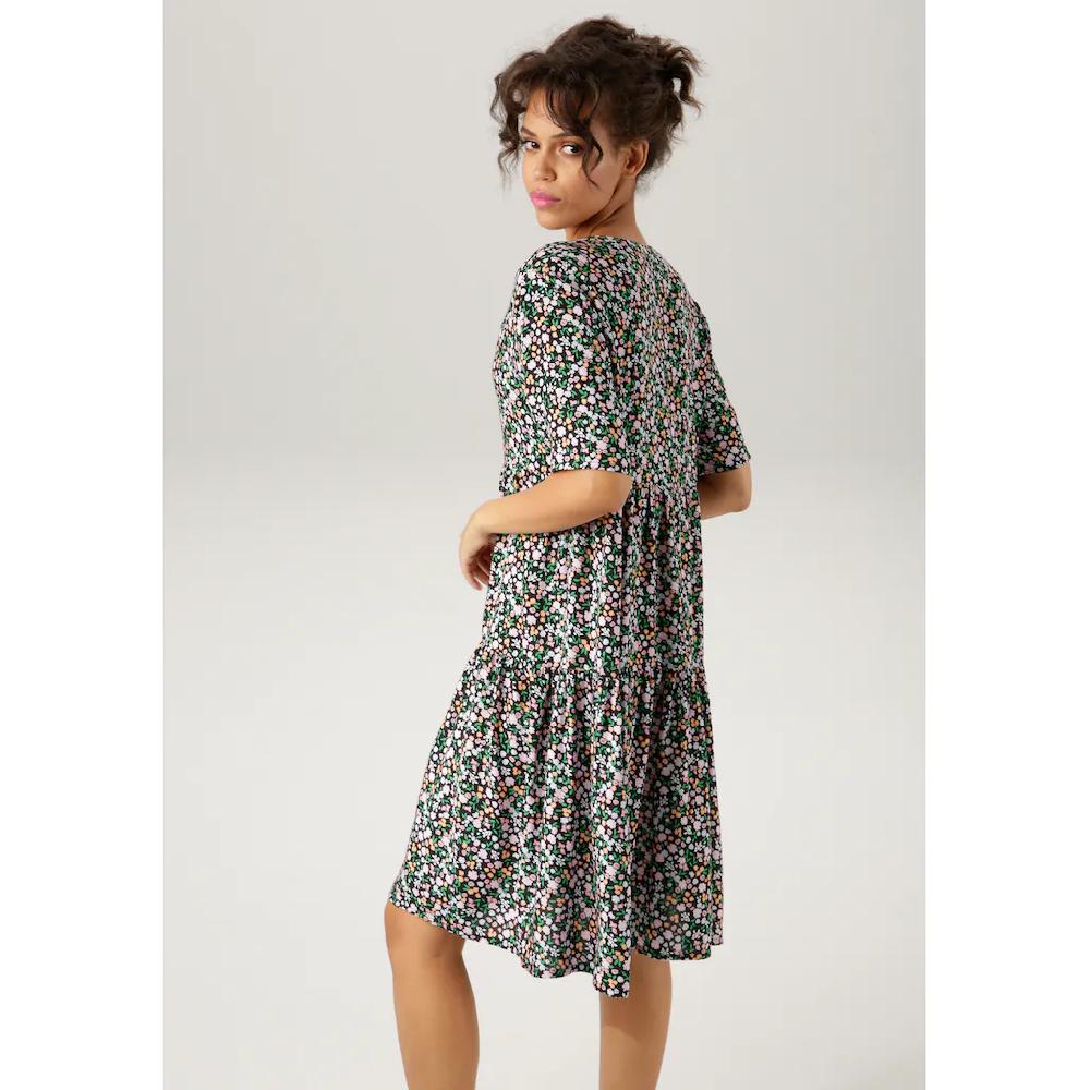 Aniston CASUAL Sommerkleid mit buntem Minimal-Blumendruck Jubiläumsangebot