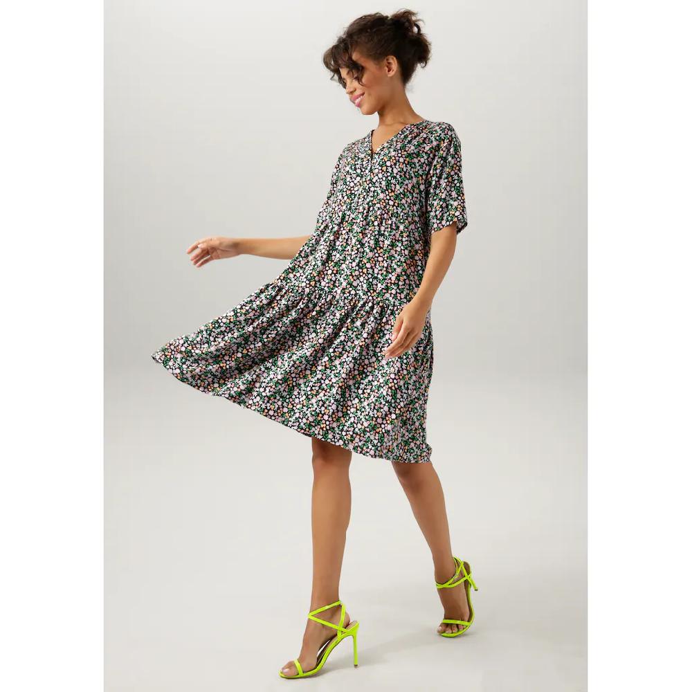 Aniston CASUAL Sommerkleid mit buntem Minimal-Blumendruck Jubiläumsangebot