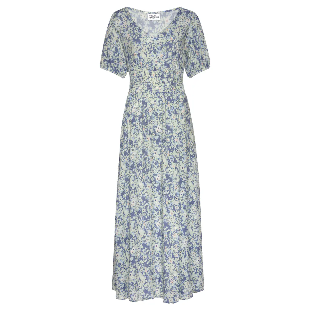 Buffalo Maxikleid mit zartem Blumendruck und V-Ausschnitt Sommerkleid Strandkleid Bestseller