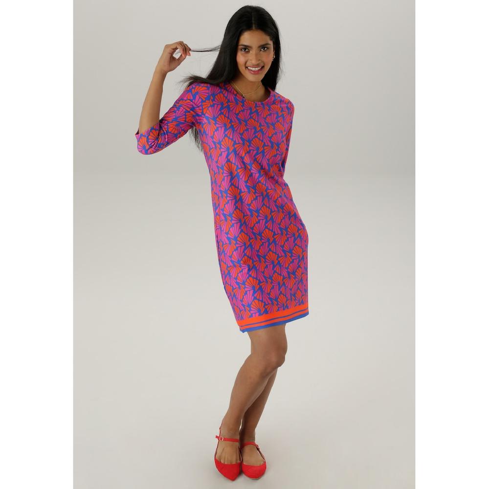 Aniston SELECTED Jerseykleid mit ausdrucksvollem Retro-Muster Allover - NEUE KOLLEKTION Saisonale Angebote