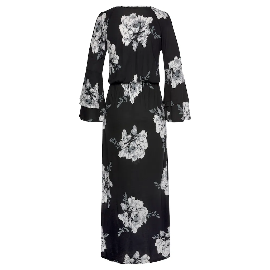 LASCANA Maxikleid mit Blumenprint und Schulter-Cut-Outs Sommerkleid mit Schlitz Sonderangebote