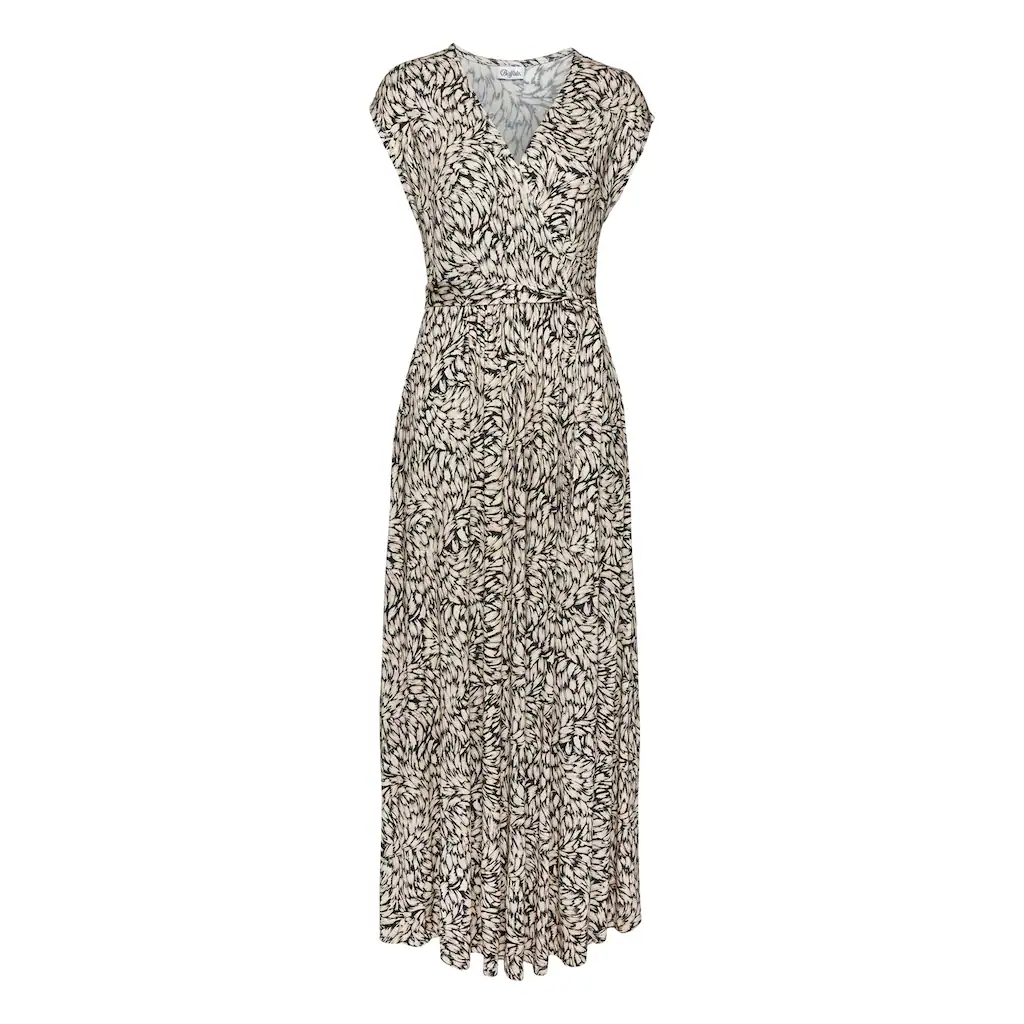 Buffalo Maxikleid (mit Bindegürtel) mit Alloverdruck Sommerkleid mit Taschen Strandkleid Super Sparpreis
