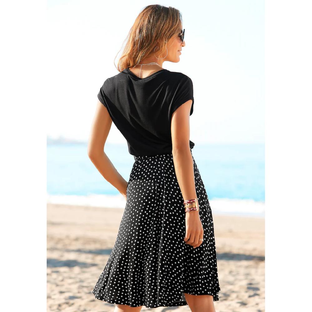 Beachtime Jerseykleid mit Paperbag-Bund und Taschen Druckkleid sommerlich elegant Letzte 3 Tage
