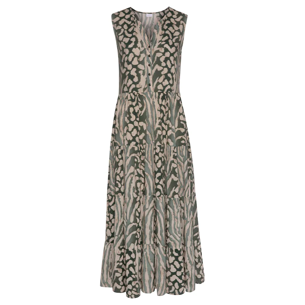 LASCANA Maxikleid mit Animalprint und Knopfleiste Sommerkleid Strandkleid Riesige Rabatte