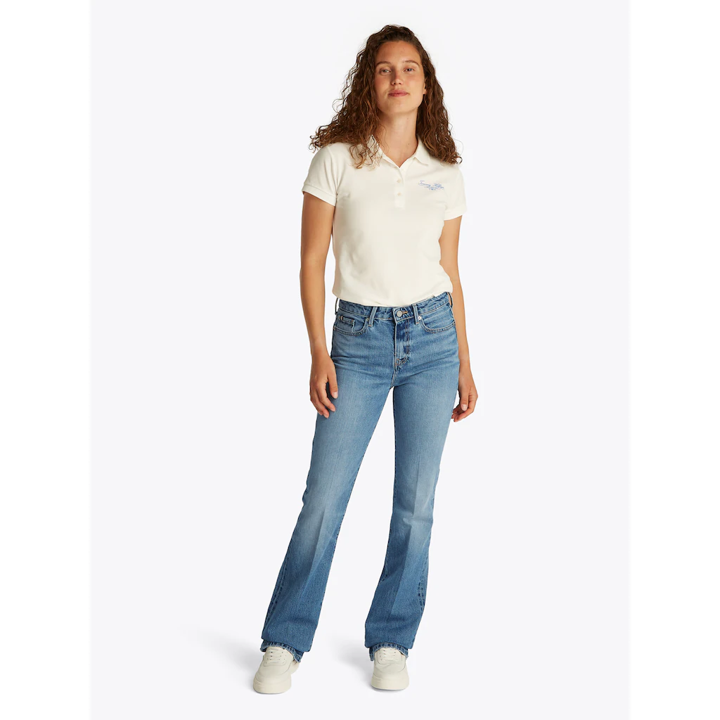 Tommy Hilfiger Bootcut-Jeans »Bootcut Regular Waist« mittlere normale Leibhöhe mit Bügelfalten mit Nieten Begrenzt auf 3 Tage