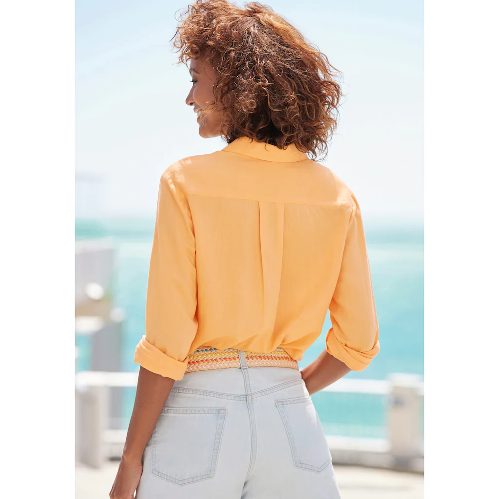 LASCANA Hemdbluse aus Leinenmix Damenbluse mit Hemdkragen und Knopfleiste Auslauf