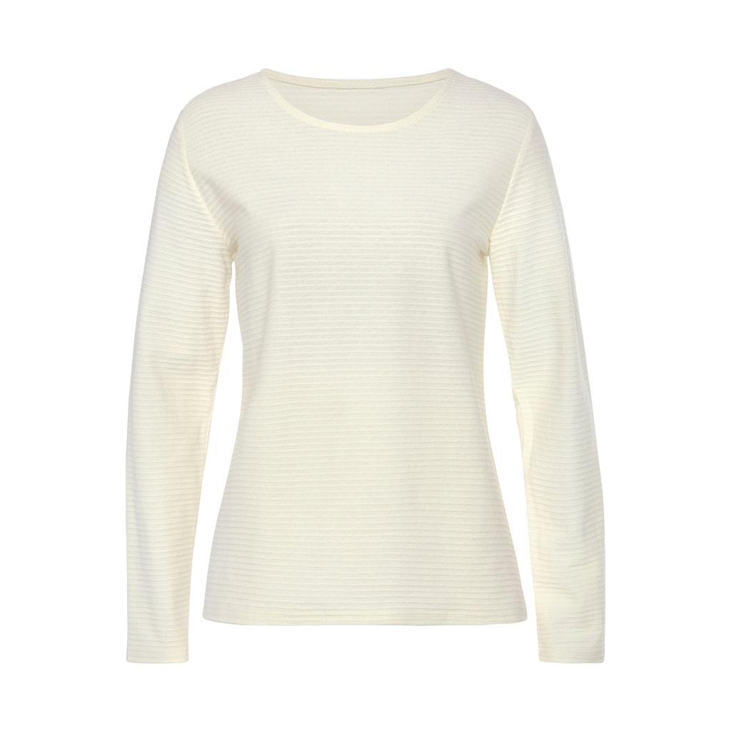 LASCANA Langarmshirt »mit Streifenstruktur« aus weicher Baumwoll-Qualität Fabrikpreis