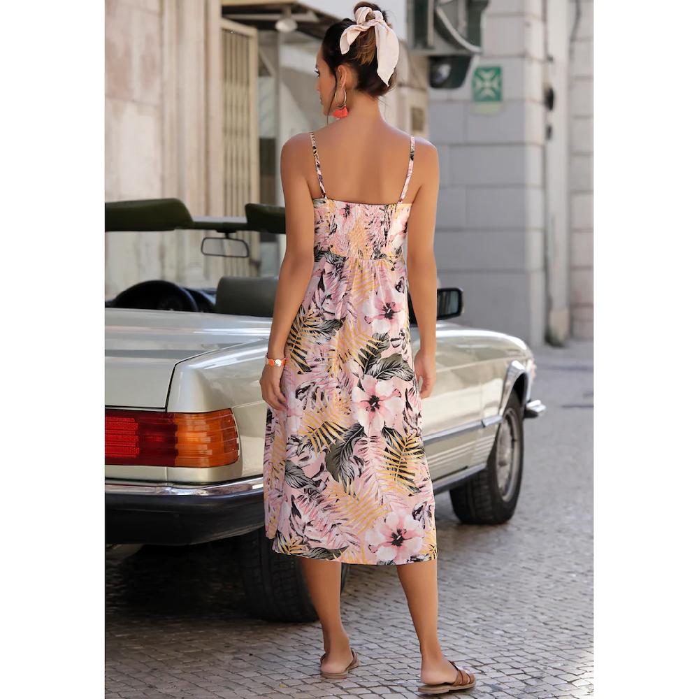 LASCANA Sommerkleid aus Leinenmix Midikleid mit Knopfleiste vorne Strandkleid Online Shopping