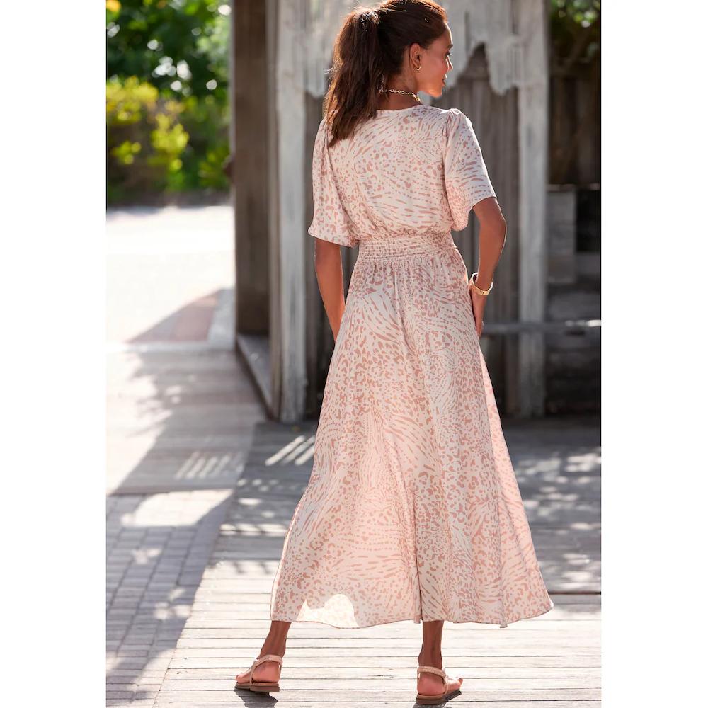 LASCANA Maxikleid mit Animalprint luftiges Sommerkleid mit Schlitzen Cyber Monday
