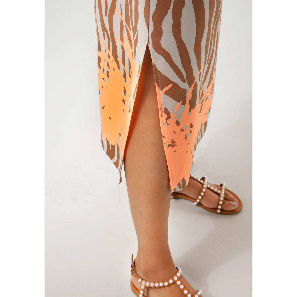 Aniston CASUAL Sommerkleid mit Zebrastreifen und extravagantem Bordüren-Druck - NEUE KOLLEKTION Jubiläumsangebot