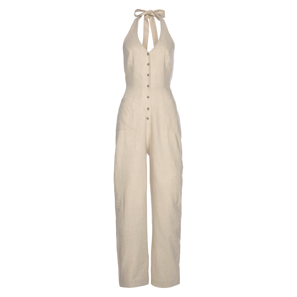 LASCANA Neckholder-Overall aus Leinen-Mix sommerlicher Jumpsuit mit weitem Bein Exklusive Angebote