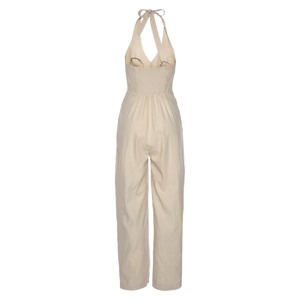 LASCANA Neckholder-Overall aus Leinen-Mix sommerlicher Jumpsuit mit weitem Bein Exklusive Angebote